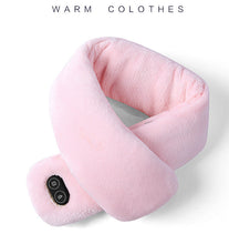 Load image into Gallery viewer, Winter Solid Color Smart Heating Massage Scarf Couple USB Electric Heating Neck Warmer Mink Fur Scarf for Men
