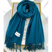 Load image into Gallery viewer, 2023autumn and Winter Cashmere Scarf Texture Solid Color Tassel Warm Long Wrap All-Matching Thickened Couple Scarf

