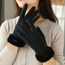 Load image into Gallery viewer, Cashmere Wool Gloves for Women Winter Cute Riding Warm Velvet Padded Thickened Touch Screen Cold-Proof Skiing
