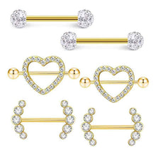 Load image into Gallery viewer, Nipple Ring 3 Pairs Set Combination Adhesive Nail Tongue Pin Piercing Jewelry
