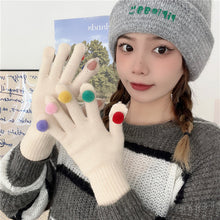 Load image into Gallery viewer, Winter Cute Girl Five Finger Cycling Thickened Warm Can Be Touch Screen Knitted Gloves
