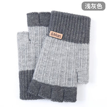 Load image into Gallery viewer, Warm-Keeping and Cold-Proof Winter Men's Half-Finger Gloves Autumn and Winter Fleece-Lined Thickened Fingerless Knitted Gloves
