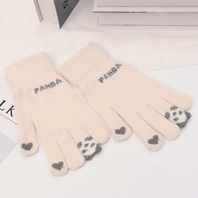 Load image into Gallery viewer, Fleece-Lined Thickened Touch Screen Warm Gloves Knitted Lesser Panda Plush Gloves Female Cute
