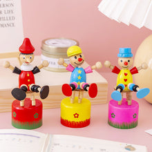 Load image into Gallery viewer, 6pcs cartoon cute wooden clown tabletop setting swing puppet children toy set
