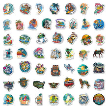 Load image into Gallery viewer, 50pcs Sheets Beach Surfing Outdoor Stickers Summer Beach Graffiti Cartoon Stickers Skateboard Mobile Phone Decoration Sticker
