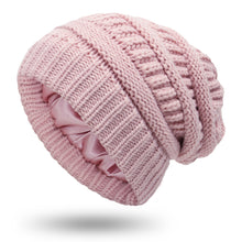 Load image into Gallery viewer, Autumn and Winter Ins New Hat Women's Protective Hairstyle Warm Wool Knitted Satin Hat 9 Colors
