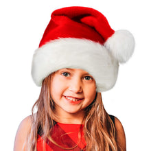 Load image into Gallery viewer, Fleece-Lined Thickened Christmas Hat Adult and Children Christmas Decorations Long Fluff Short Fluff Red and White Plaid Hat
