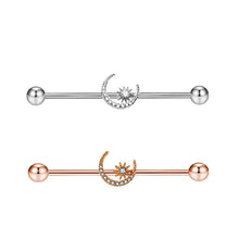Load image into Gallery viewer, Ear Studs 14G External Thread Piercing Jewelry Ear Bridge Double Ear Piercings Straight Rod Zircon Earrings
