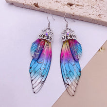 Load image into Gallery viewer, S925 Ear Hook Butterfly Earrings Temperamental Earrings Cicada Wings Gradient Color Girls Stud Earrings
