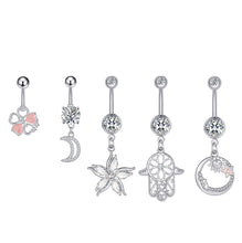 Load image into Gallery viewer, New Five-Leaf Flower Zircon Navel Ring Navel Stud Piercing Jewelry
