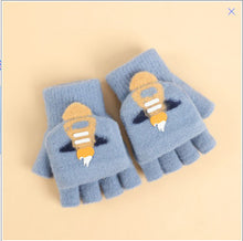 Load image into Gallery viewer, Winter Children's Flip Gloves Student Half Finger Cartoon Cute Baby Thick Gloves
