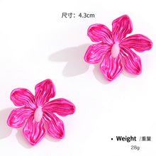 Load image into Gallery viewer, Metal Flower Bow Tie Barbie Pink Stud Earrings for Women Personalized Earrings
