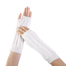Load image into Gallery viewer, Wool Keep Warm Arm Sleeve Winter Jacquard Hanging Wood Knitted Fingerless Gloves
