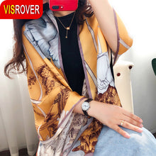 Load image into Gallery viewer, Women's Korean-Style Autumn and Winter Printing Silk Mulberry Silk Scarf Warm Shawl Scarf
