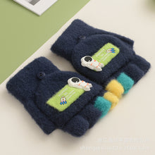 Load image into Gallery viewer, Winter New Children's Knitted Gloves Cute Cartoon Spaceman Flip Imitation Mink
