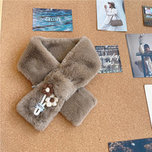 Load image into Gallery viewer, Korean Style Faux Rabbit Fur Scarf Wool Small Flower Autumn and Winter Fur Scarf Female Velvet Scarf Thickened
