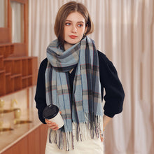 Load image into Gallery viewer, Women's Scarf Winter 2023 New Artificial Cashmere Scarf Color-Contrast Check Printed Shawl Fringe Bib
