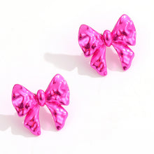 Load image into Gallery viewer, Metal Flower Bow Tie Barbie Pink Stud Earrings for Women Personalized Earrings

