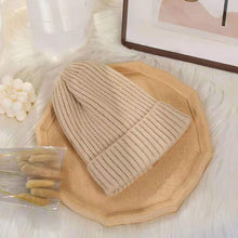 Load image into Gallery viewer, Winter Knitting Vertical Bar Baby's Knit Hat Outdoor Pure Color Warm Keeping Windproof Sleeve Cap New Knitted Woolen Cap Simple
