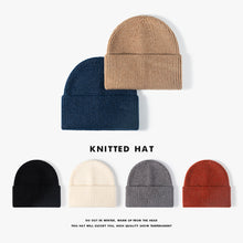 Load image into Gallery viewer, Knitted Hat Women's Outdoor Winter Brimless Beanie Hat Fashion Travel Shopping Men's Jacquard Black Wool Hat
