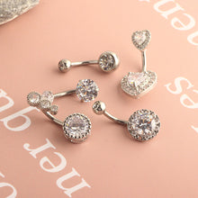 Load image into Gallery viewer, Belly Ring round Copper Inlaid Zircon Navel Stud Copper Navel Buckle Ornament
