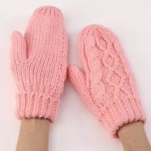 Load image into Gallery viewer, Autumn and Winter New Women's Cross-Border Knitted plus Fluff Thick Fashion Geometric Backpacks Finger Warm Gloves Finger Knitting Wool Gloves
