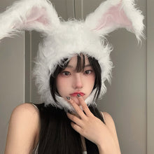 Load image into Gallery viewer, Same Style Plush Rabbit Ears Cute Girl Style Headgear Autumn and Winter Warm Earflaps Cap
