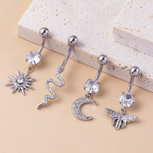Load image into Gallery viewer, Sun Moon Butterfly Snake Pendant Stainless Steel Navel Stud
