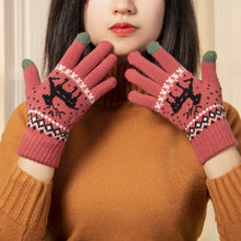 Load image into Gallery viewer, Thickened Touch Screen Thermal Gloves Men's and Women's Fleece-Lined Wool Touch Screen Gloves Deer Knitted Gloves
