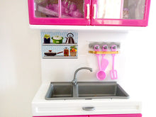 Load image into Gallery viewer, Simulation kitchen 3 in 1 set children's pretend play cooking cabinet tools cutlery doll set toy educational educational doll girl's gift
