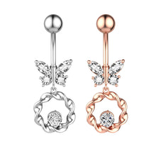 Load image into Gallery viewer, Butterfly Zircon Navel Ring Navel Stud Piercing Jewelry
