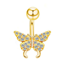 Load image into Gallery viewer, Piercing Jewelry Butterfly Inlaid Zircon Belly Ring Insect Navel Stud
