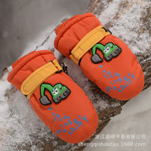 Load image into Gallery viewer, Winter New Children's Ski Gloves Cartoon Excavator Windproof Non-Slip Velvet Thickening

