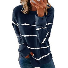 Load image into Gallery viewer, Women's Top Loose All-Matching Striped Floral Print Long Sleeve Pullover
