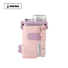 Load image into Gallery viewer, Water Bottle BEDDYBEAR Square Straw Water Bottle Cartoon Leather Case Suction Nozzle Plastic  Children Adult Clear Water Cup
