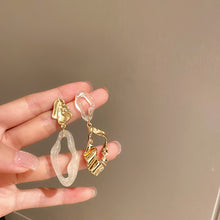 Load image into Gallery viewer, Silver Needle Pearl Diamond Asymmetric Geometric Alphabet Letter Earrings Fashion Trendy Design Tassel Ear Studs Graceful Earrings
