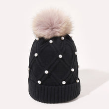 Load image into Gallery viewer, Women's Woolen Knitted Hat Korean Style Autumn and Winter Warm Fluffy Ball Cap Thickened All-Matching Face Slimming Travel Hat
