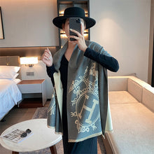 Load image into Gallery viewer, 2023 Autumn and Winter New European and American Famous H Letter Artificial Cashmere Scarf Women's Air-Conditioned Room Outdoor Decoration Long Wrap
