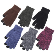 Load image into Gallery viewer, Knitted Gloves Autumn and Winter Fleece-Lined Thickened plus-Sized Wool Keep Warm Touch Screen Gloves
