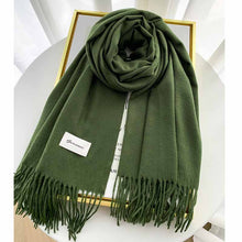 Load image into Gallery viewer, 2023autumn and Winter Cashmere Scarf Texture Solid Color Tassel Warm Long Wrap All-Matching Thickened Couple Scarf
