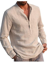 Load image into Gallery viewer, Men's Long Sleeve V-neck Casual Beach Linen Shirt Men's Clothing
