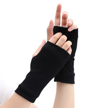 Load image into Gallery viewer, Autumn and Winter Warm Open Finger Gloves Men's and Women's Double-Layer Cotton Scar Covering Game Writing Half Finger
