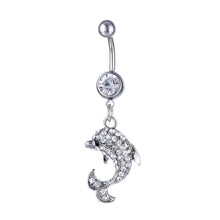 Load image into Gallery viewer, Piercing Jewelry Dolphin Small Pendant Navel Ring Navel Stud Diamond Belly Ring Navel Stud
