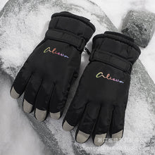 Load image into Gallery viewer, Women's Five-Finger Ski Touch Screen Gloves Fashion English Wind and Skid Fleece Lined Padded Warm Keeping
