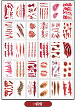 Load image into Gallery viewer, Halloween Tattoo Sticker Paper Water Transfer Sticker Scar Tattoo Sticker Paper Scar Paster 3D Tattoo Sticker
