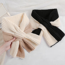 Load image into Gallery viewer, Small Scarf Short Women's Autumn and Winter Cross Knitted Scarf Korean Style Colorblock All-Matching
