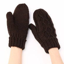 Load image into Gallery viewer, Autumn and Winter New Women's Cross-Border Knitted plus Fluff Thick Fashion Geometric Backpacks Finger Warm Gloves Finger Knitting Wool Gloves
