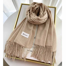 Load image into Gallery viewer, 2023autumn and Winter Cashmere Scarf Texture Solid Color Tassel Warm Long Wrap All-Matching Thickened Couple Scarf
