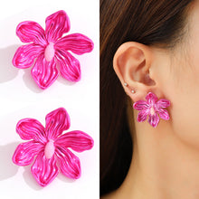 Load image into Gallery viewer, Metal Flower Bow Tie Barbie Pink Stud Earrings for Women Personalized Earrings
