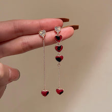 Load image into Gallery viewer, Silver Needle Pearl Diamond Asymmetric Geometric Alphabet Letter Earrings Fashion Trendy Design Tassel Ear Studs Graceful Earrings
